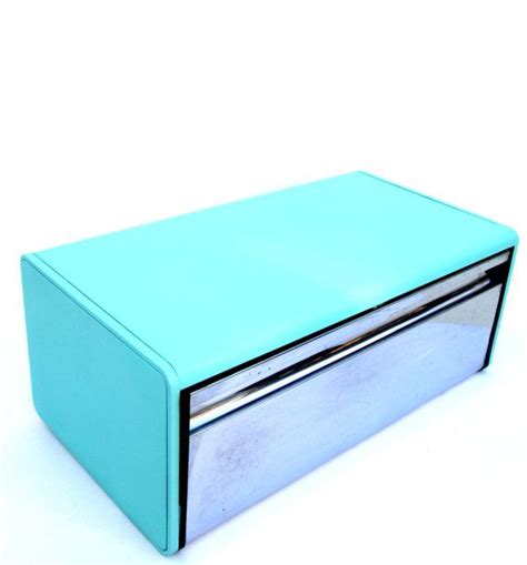 retro turquoise metal and chrome bread box mid-century|205 results for mid century bread box .